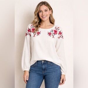 Embroidered Pheasant Blouse Sz 6 (S)